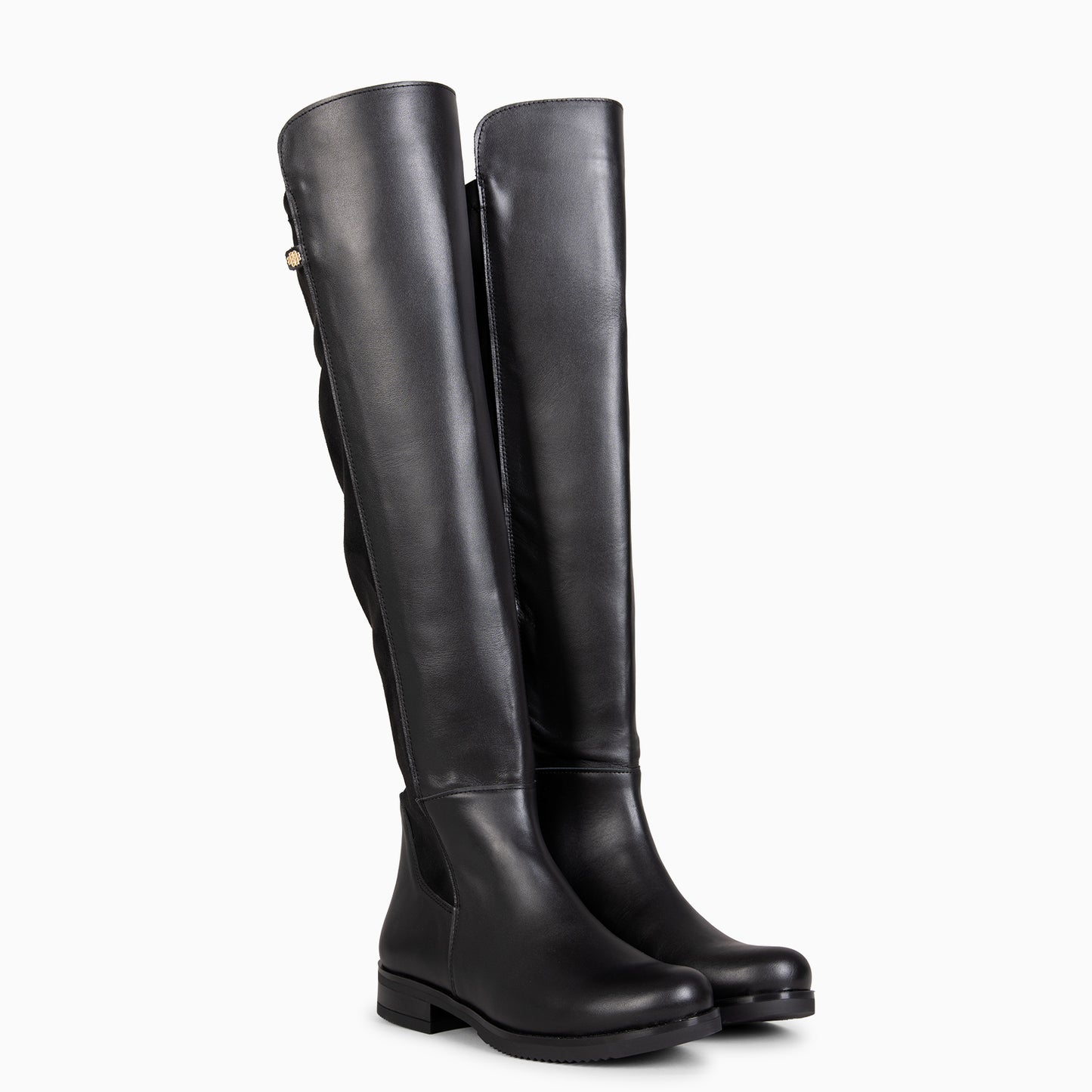 LIA - Bota alta de piel NEGRO