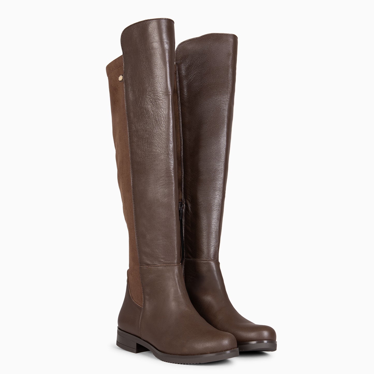 LIA - Bota alta de piel  MARRON