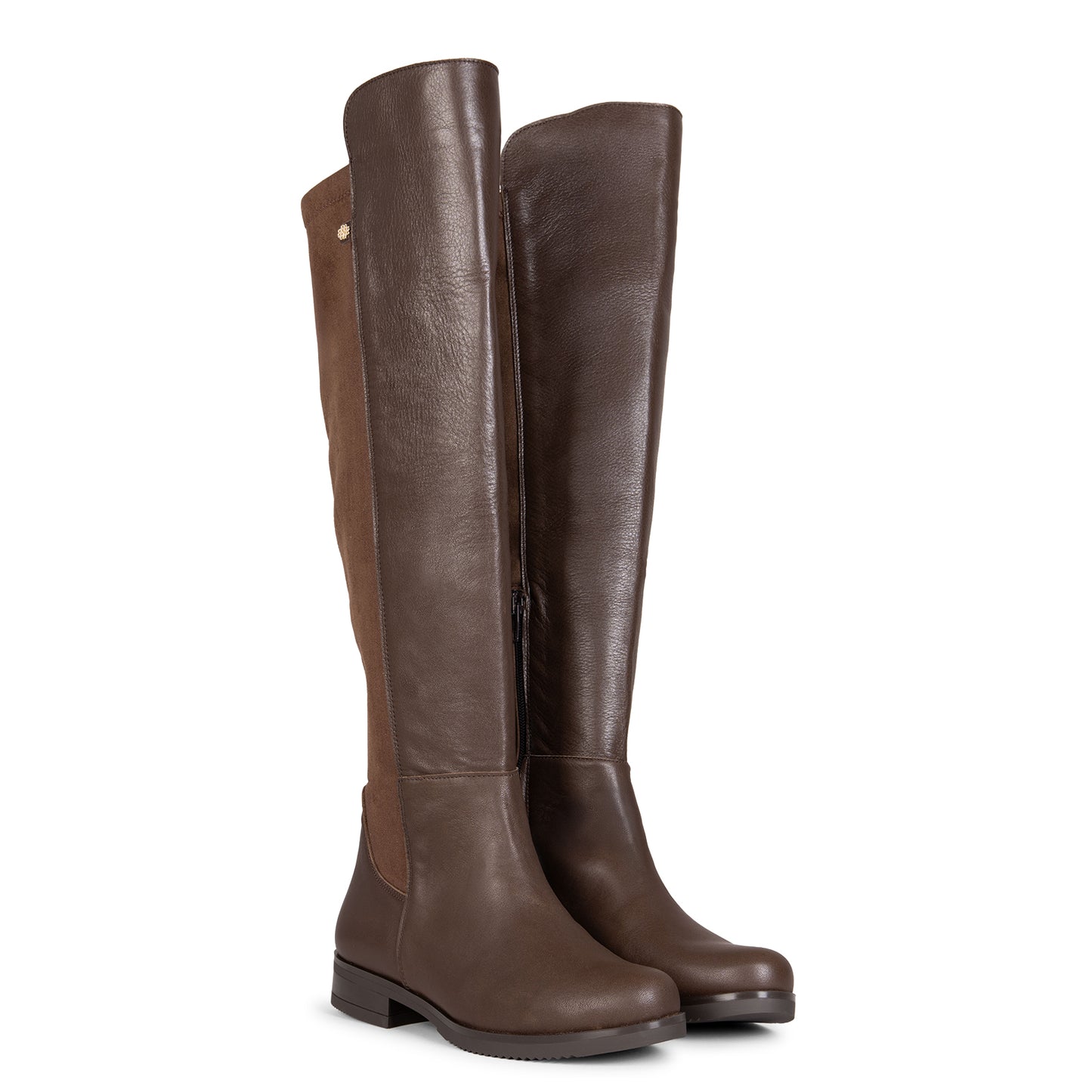 LIA - Bota alta de piel  MARRON