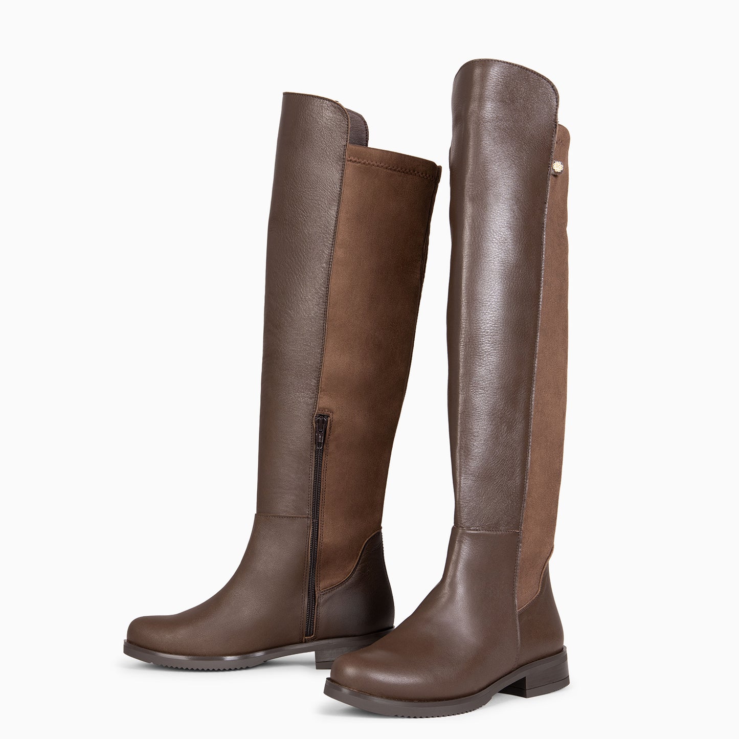 LIA - Bota alta de piel  MARRON