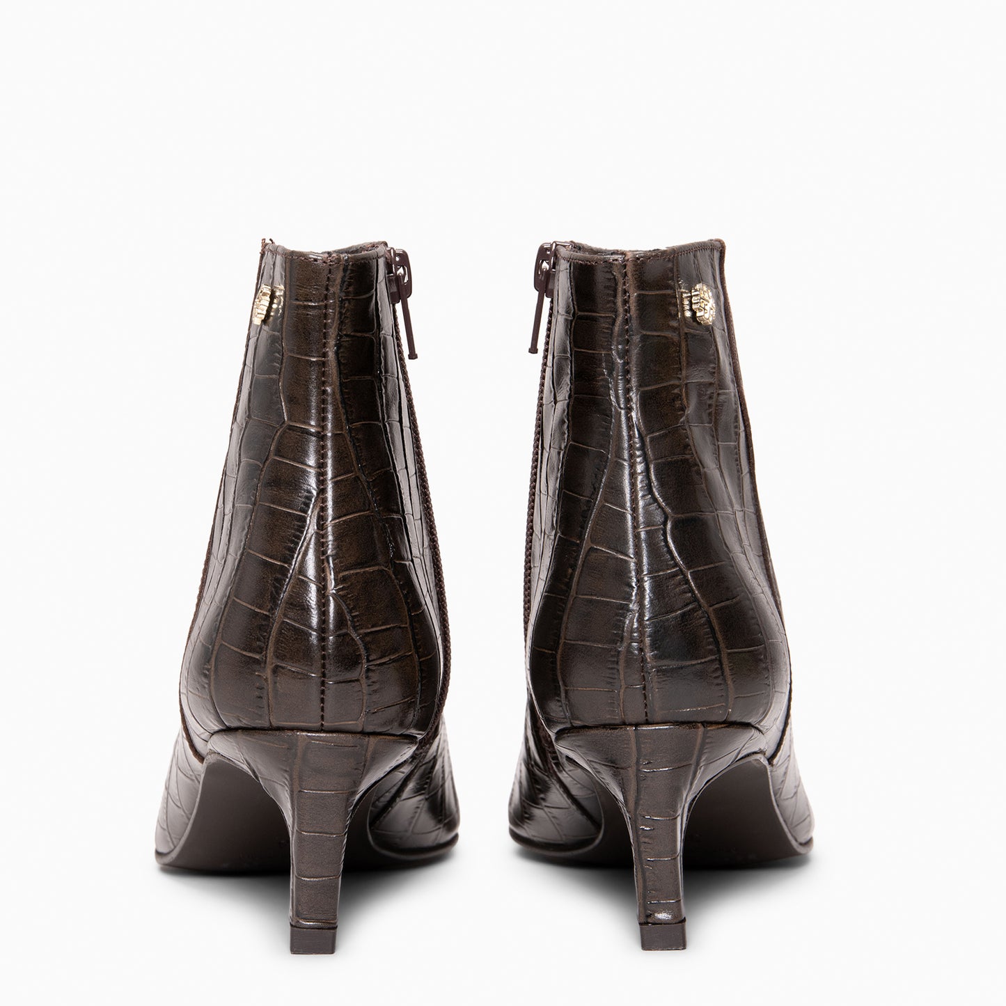 DUNDY - Botines de tacón fino en piel con efecto cocodrilo