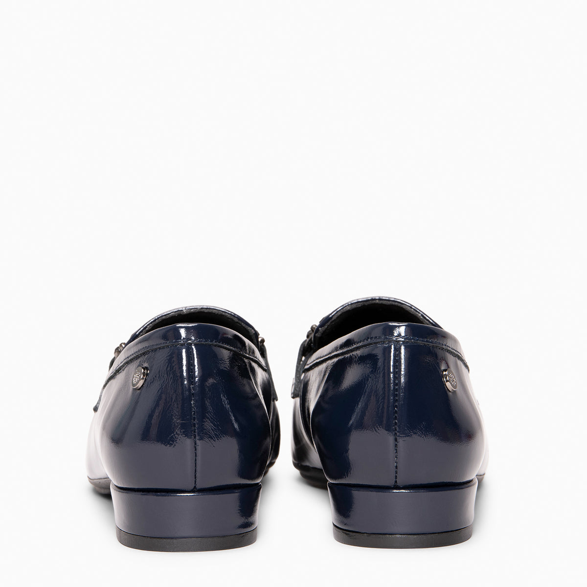 DORIAN - Mocasines de piel charol  con hebilla barroca engastada MARINO