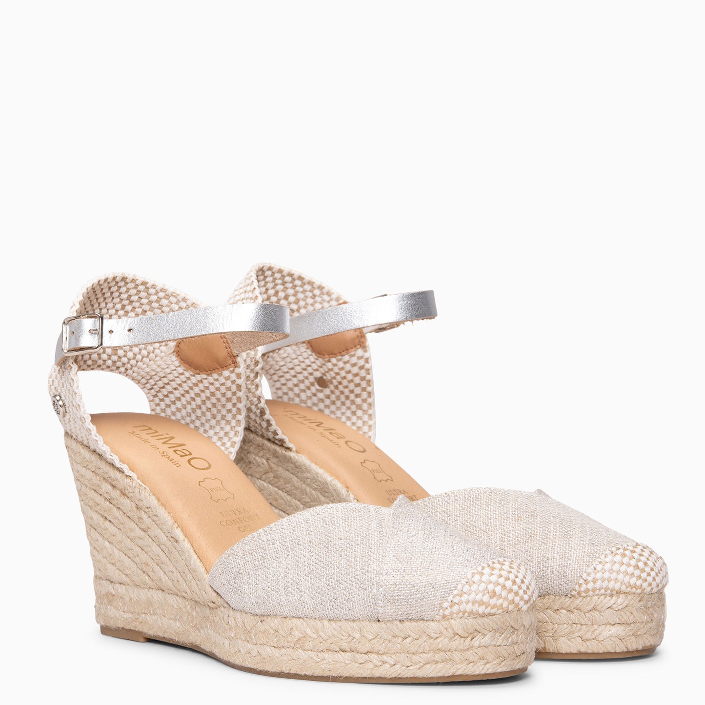 CONIL - Cuñas de esparto con hilo metalizado BEIGE