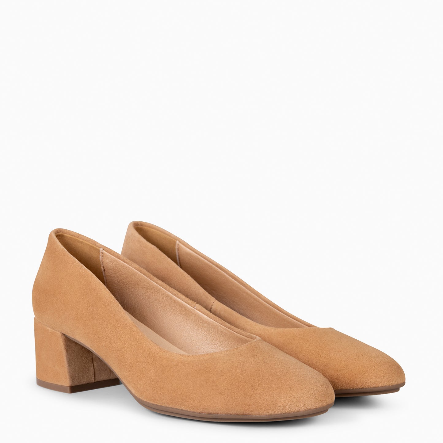 URBAN REDONDO - Zapatos de tacón bajo de ante CAMEL