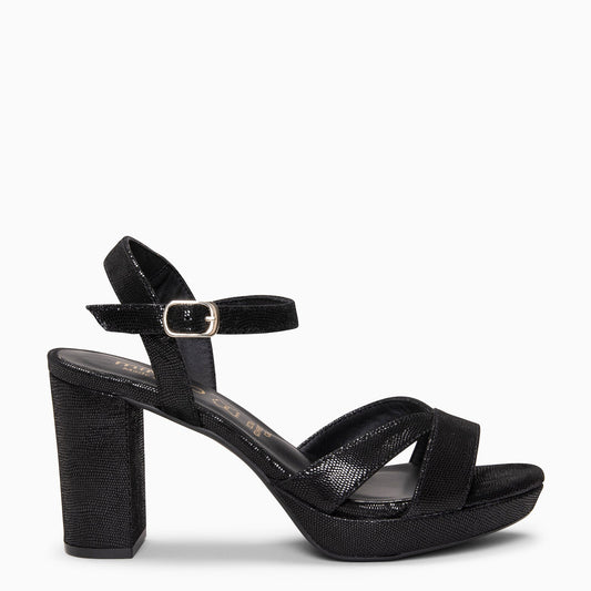 PARIS - Sandalias de fiesta con tacón alto y plataforma NEGRO FANTASY