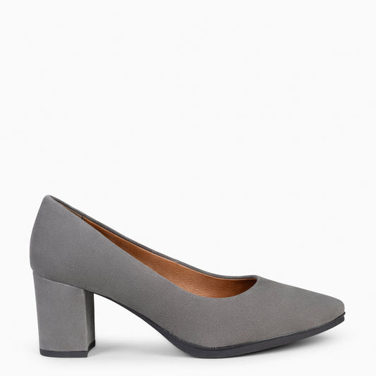 URBAN S – Chaussures à talons mi-hauts en daim GRIS