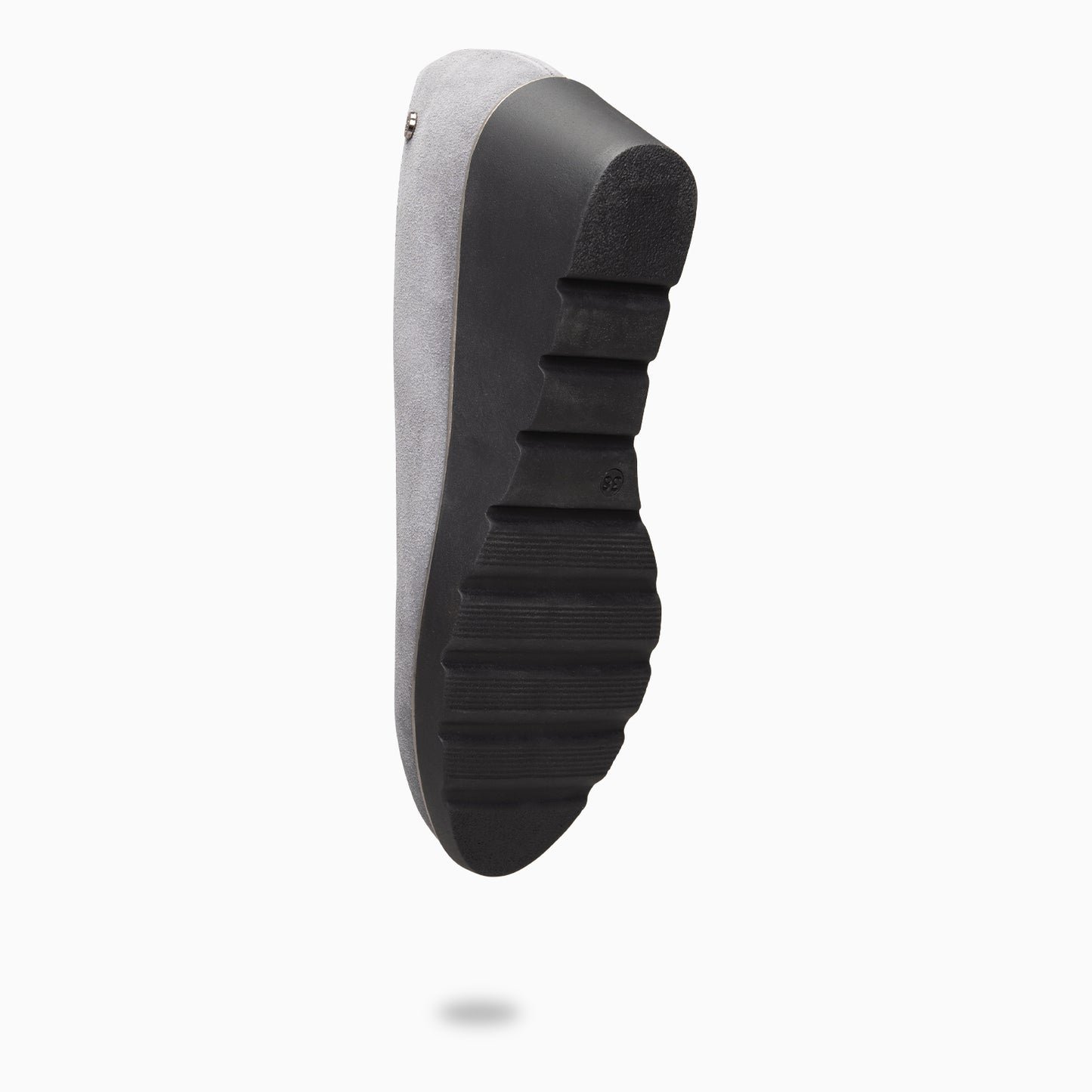 IRIS - Bailarina con cuña de piel de serraje  GRIS