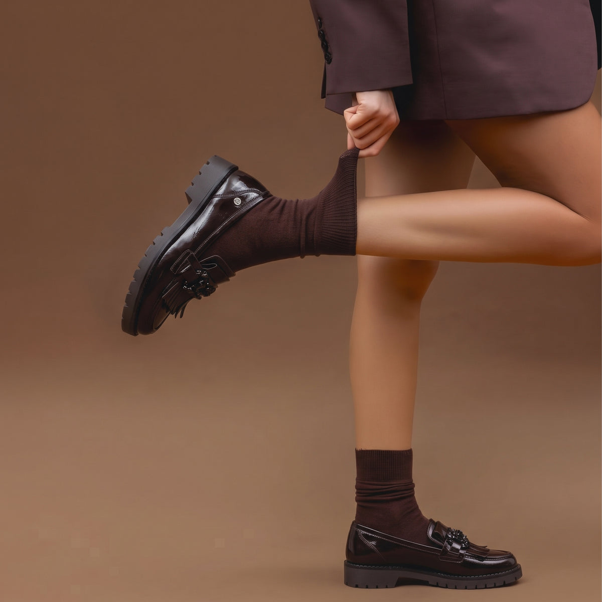 RABEN - Mocasín con suela track MARRON