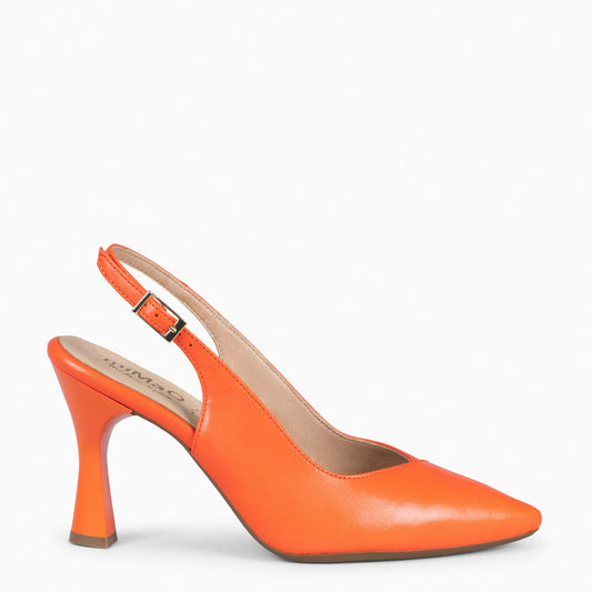 GLAM DESTALONADO – Zapatos de tacón destalonados de napa NARANJA