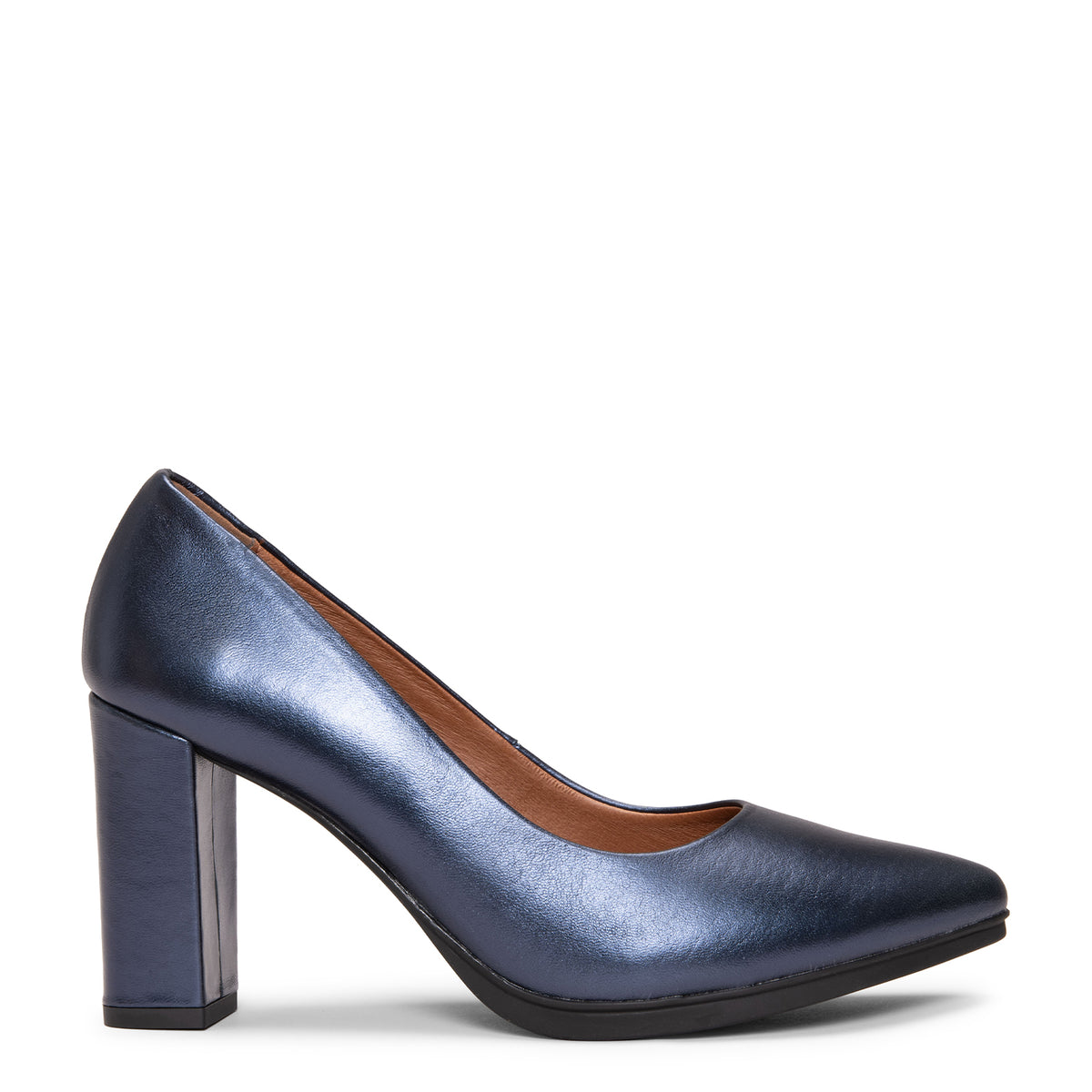URBAN SPLASH – Zapato de tacón con piel metalizada MARINO