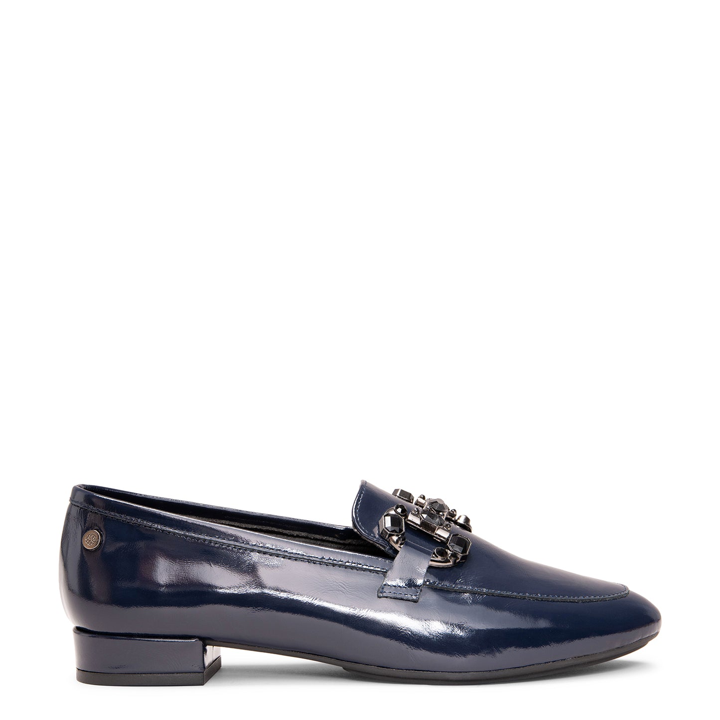 DORIAN - Mocasines de piel charol  con hebilla barroca engastada MARINO