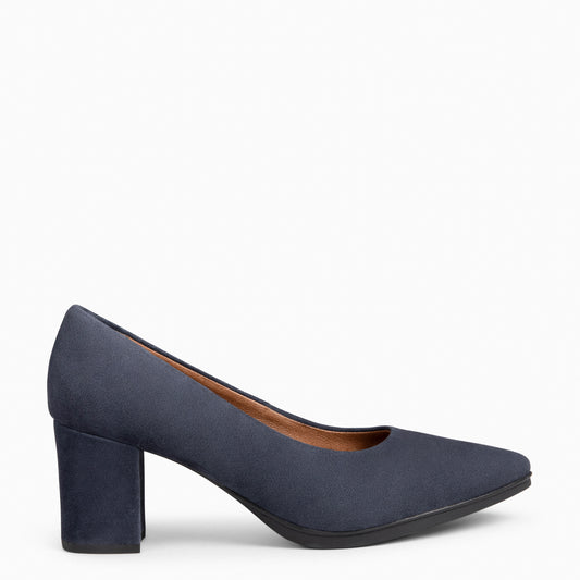 URBAN S – Chaussures à talon moyen en daim NAVY