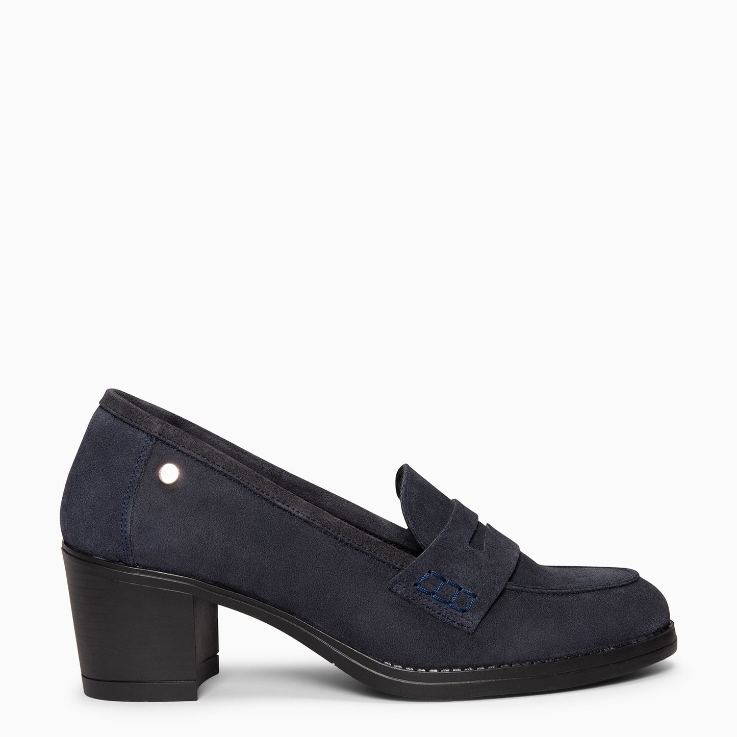 LATTÉ   -Mocasín con tacón ancho MARINO