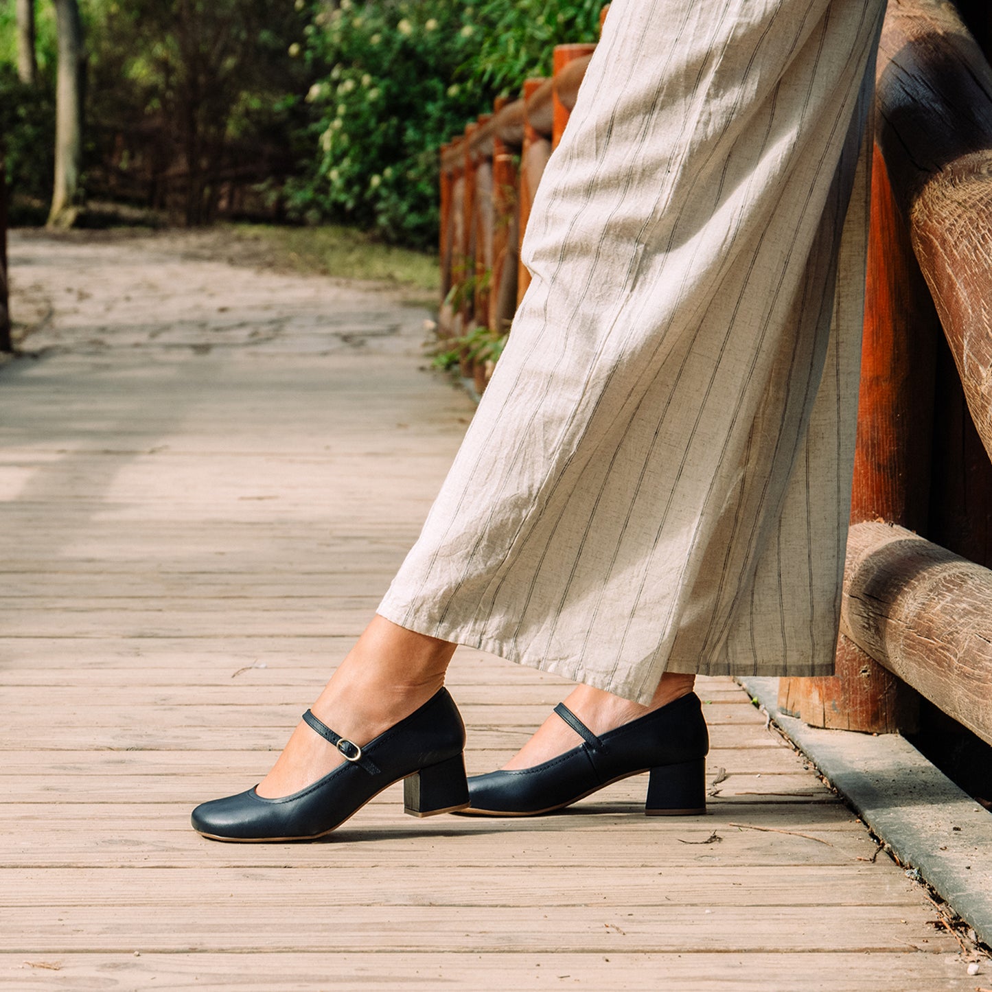 ROSALIA - Merceditas de tacón ancho de Piel AZUL