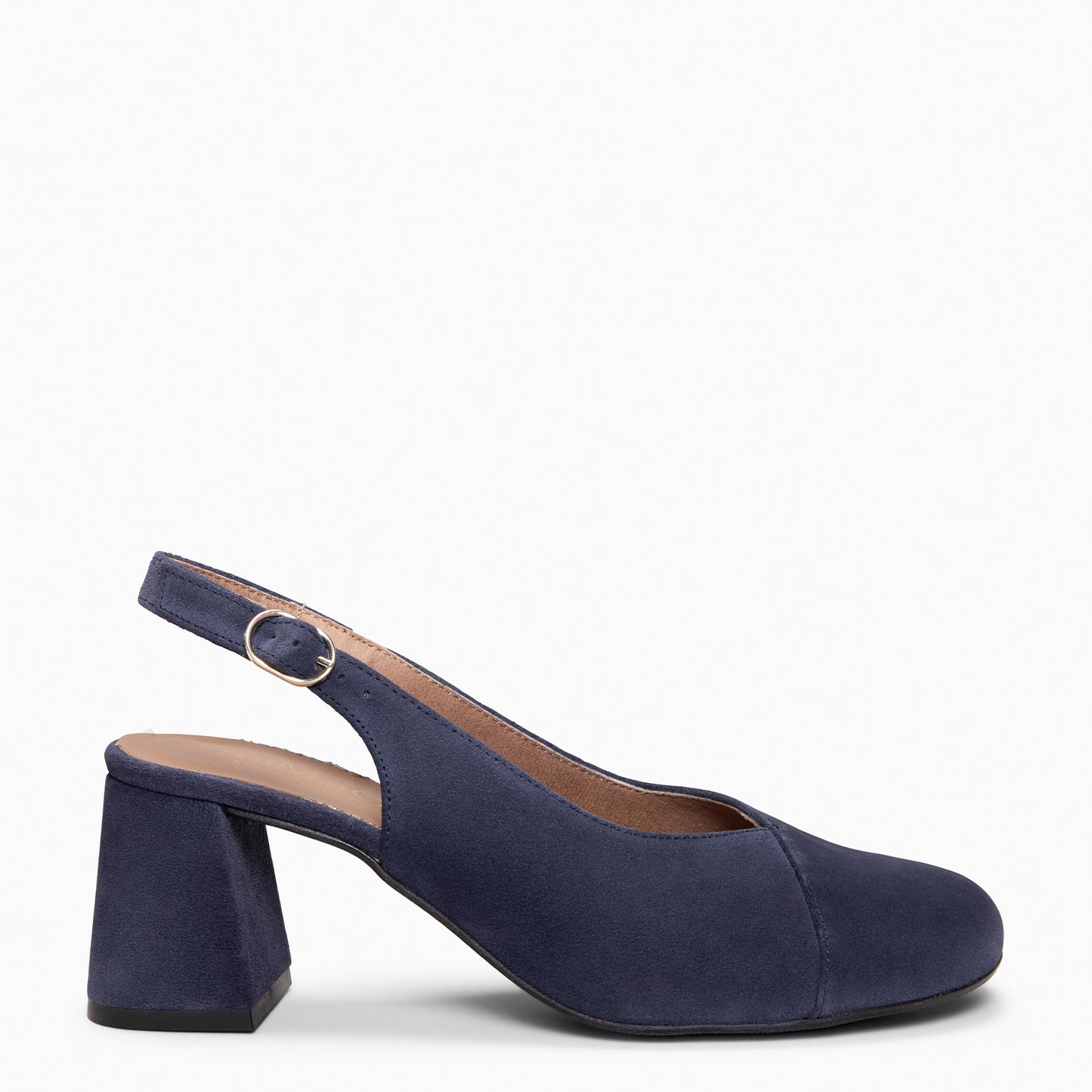 VEGA – Zapato de tacón ancho destalonado estilo barefoot MARINO