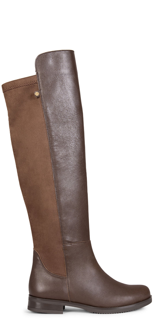 LIA - Bota alta de piel  MARRON