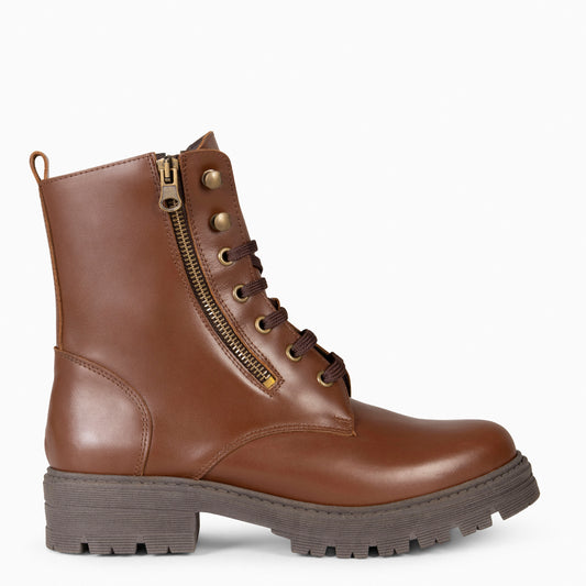 MILITAR – Botines militares de Mujer MARRON