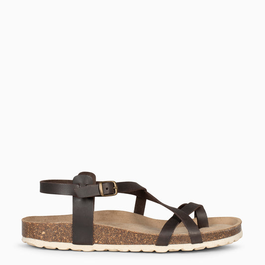 BOHEMIAN – Sandales BIO avec bracelet à bout MARRON 