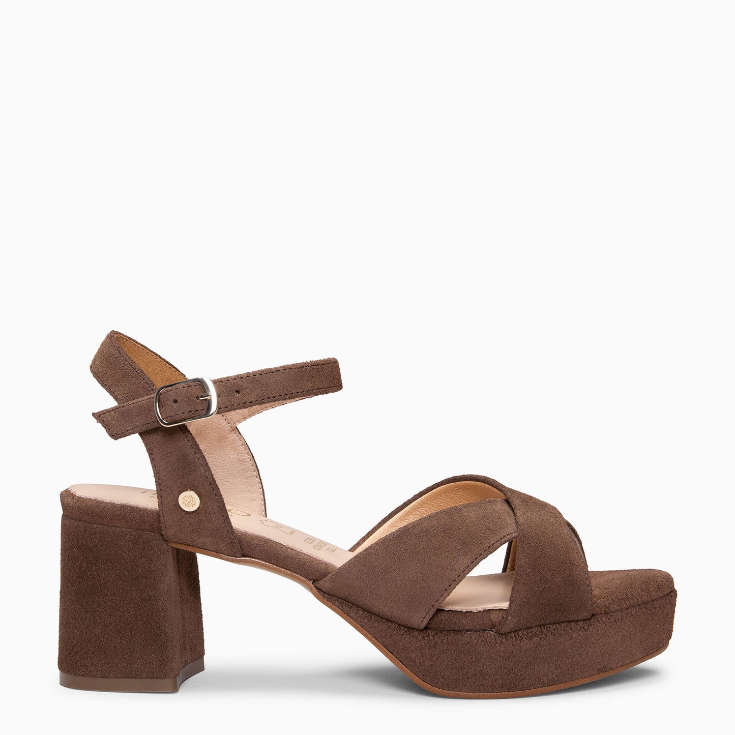 CERDEÑA - Sandalias de tacón ancho y plataforma MARRON