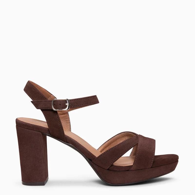 PARIS – Sandalias de fiesta con tacón alto y plataforma MARRON