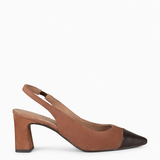 DIANA – Sapato tipo slingback feminino BROWN