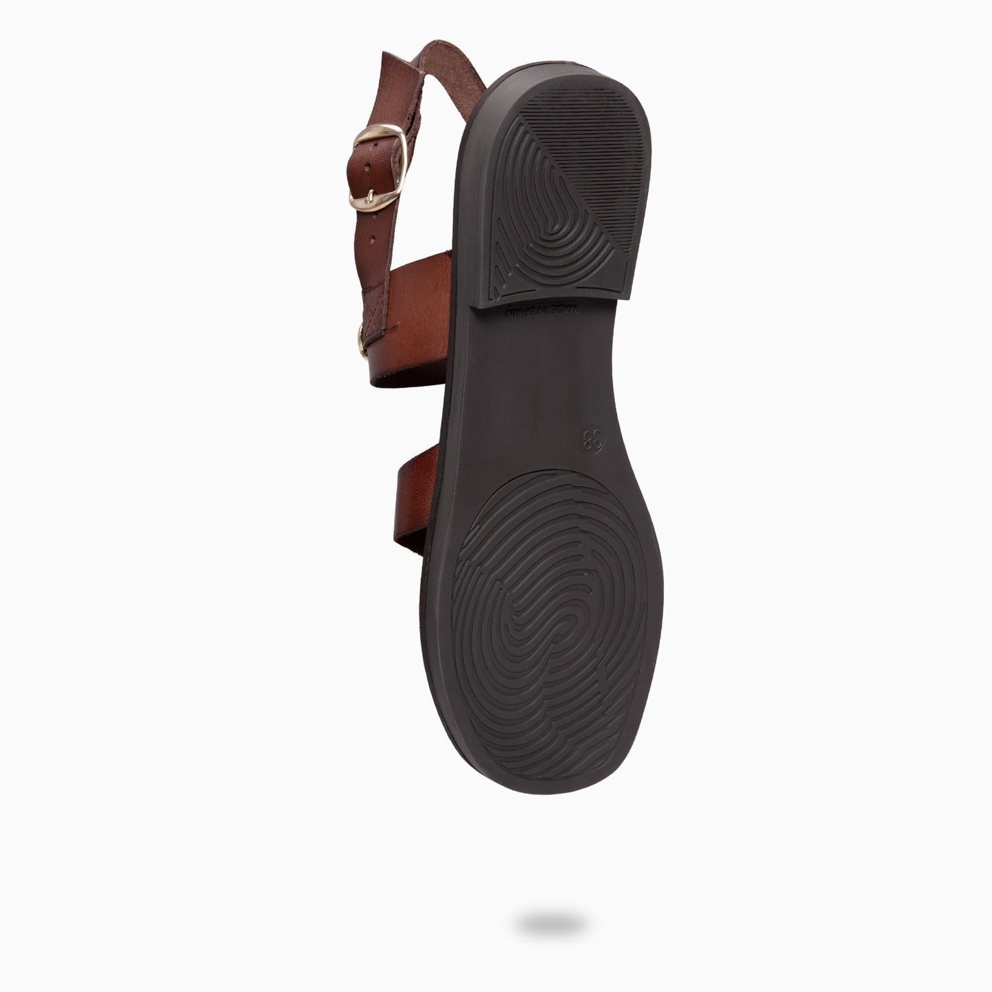 HERA - Sandalias planas de piel MARRON