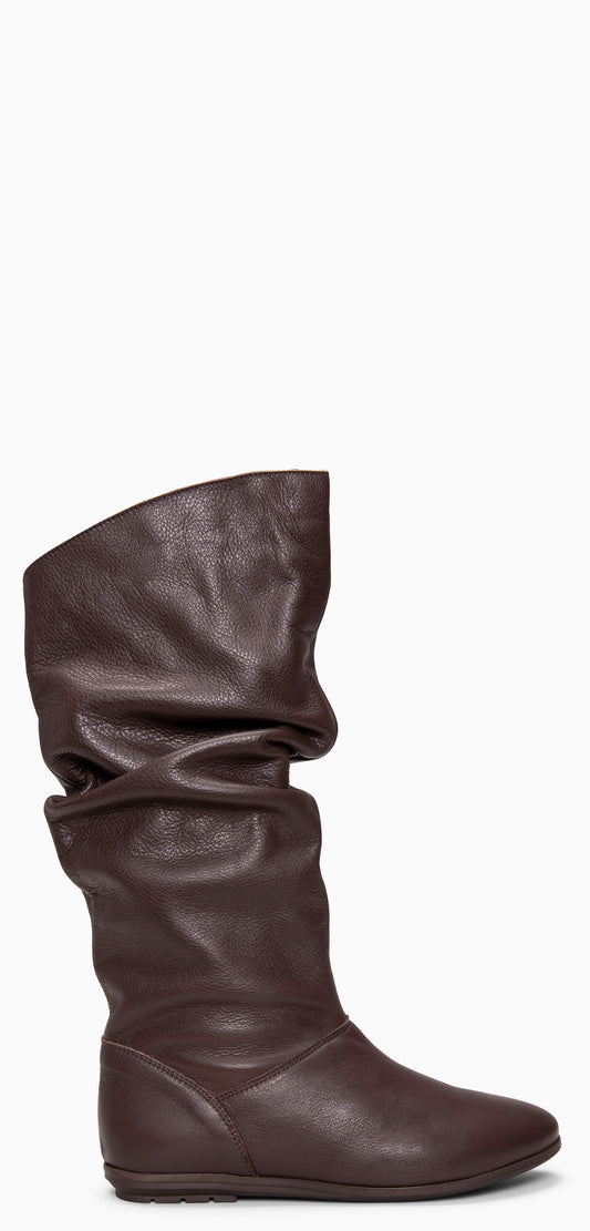 FIONA - Botas arrugadas de piel MARRON