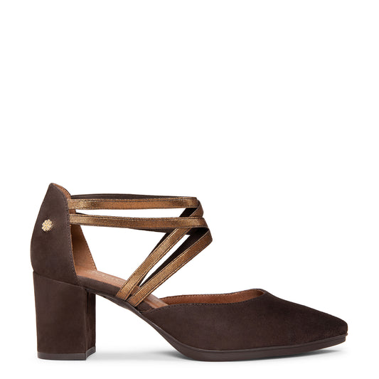 CINDY - Zapatos de tacón cuadrado y tiras cruzadas MARRON BRONCE