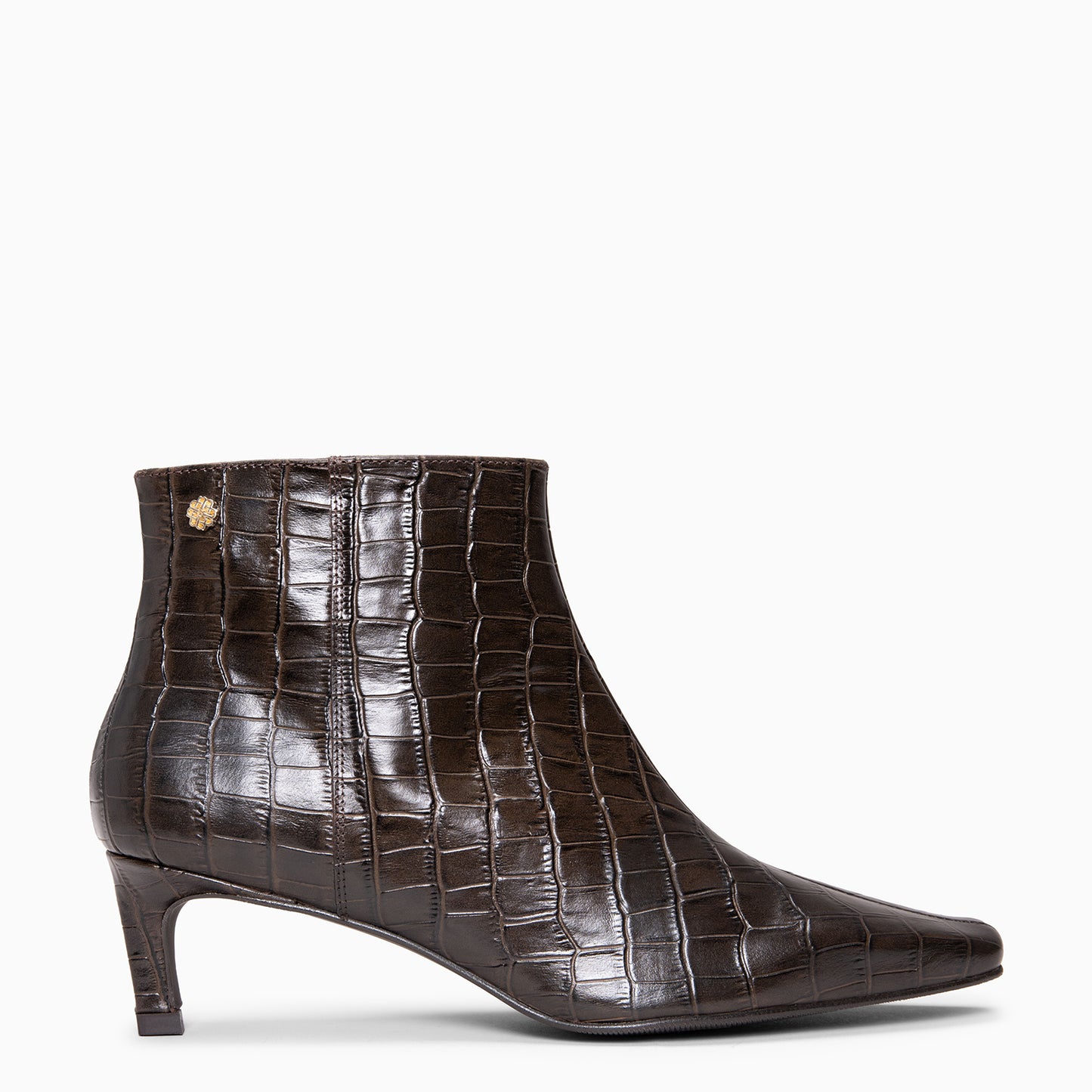DUNDY - Botines de tacón fino en piel con efecto cocodrilo