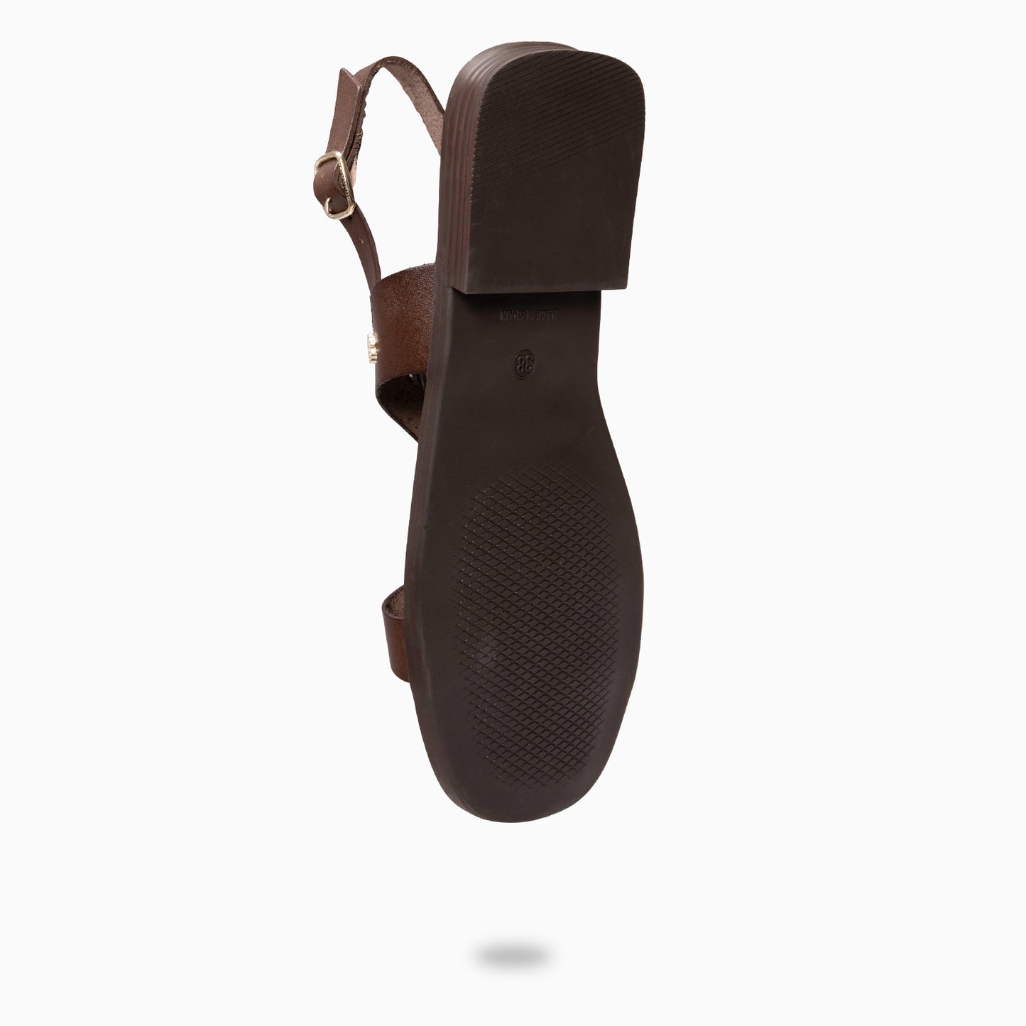 HELIA - Sandalias planas de piel MARRON