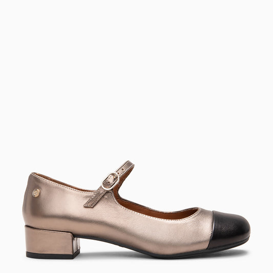 FLORA - Mercedita con tacón de piel bicolor  METAL