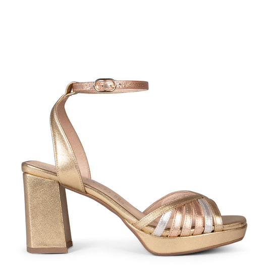 CRISTEL - SANDALIAS ELEGANTES DE TACÓN DE VESTIR MULTIMETAL