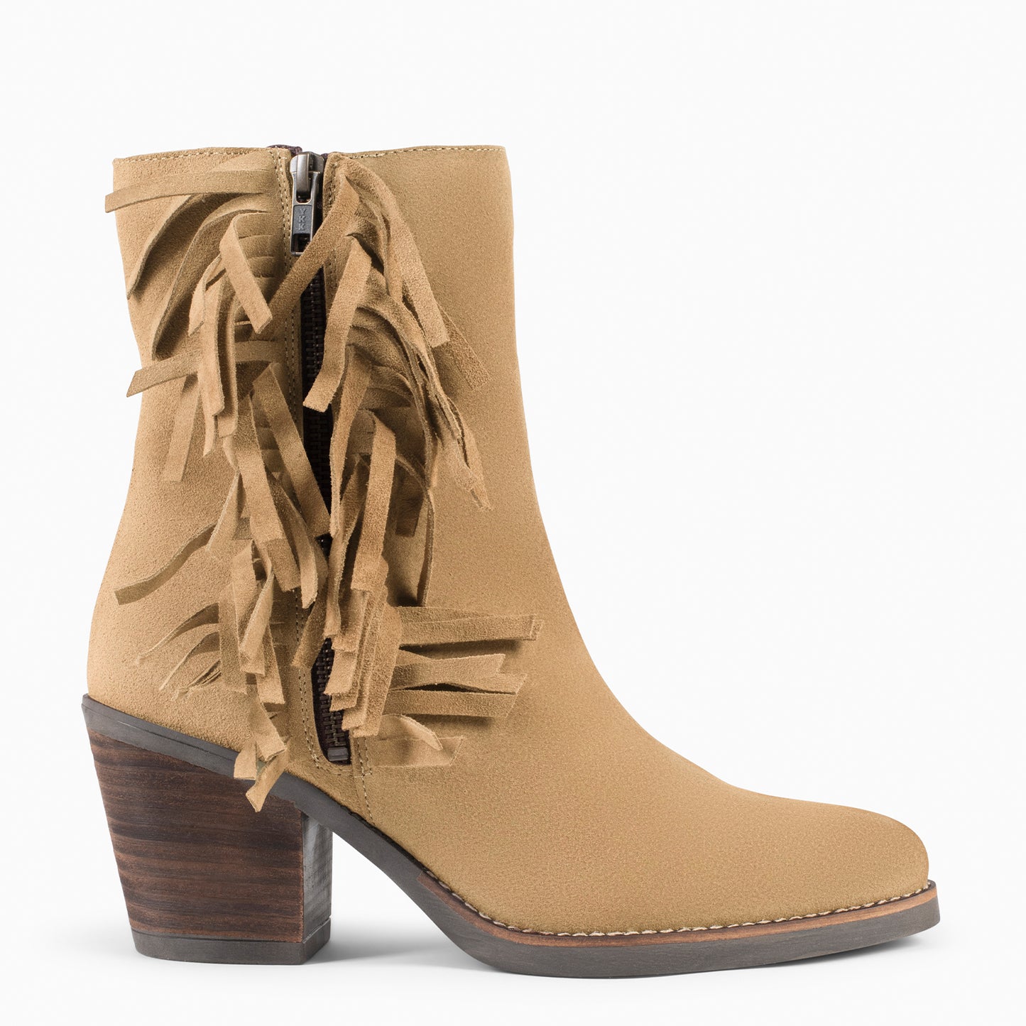 BOHO – Botines Estilo Cowboy con Flecos BEIGE