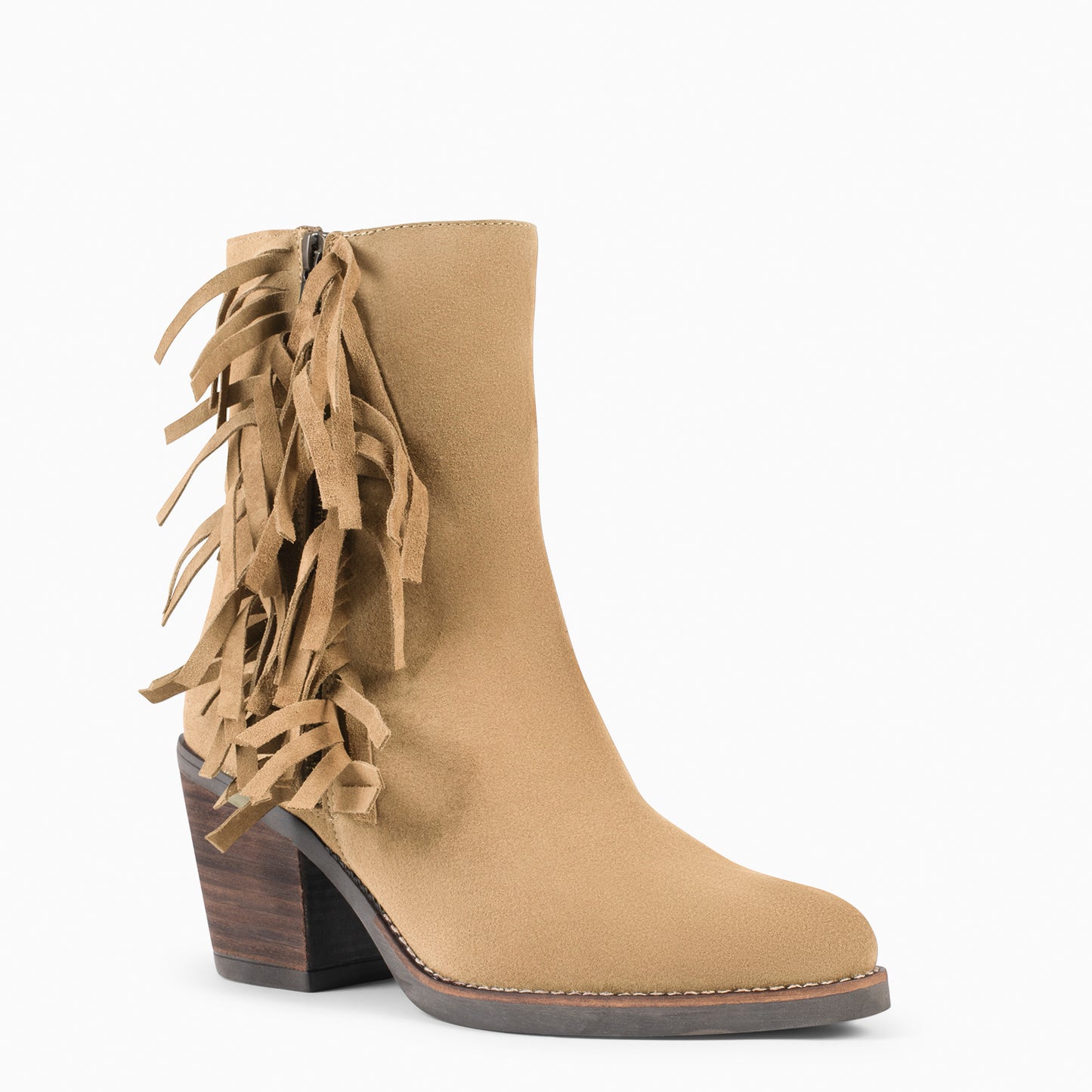 BOHO – Botines Estilo Cowboy con Flecos BEIGE