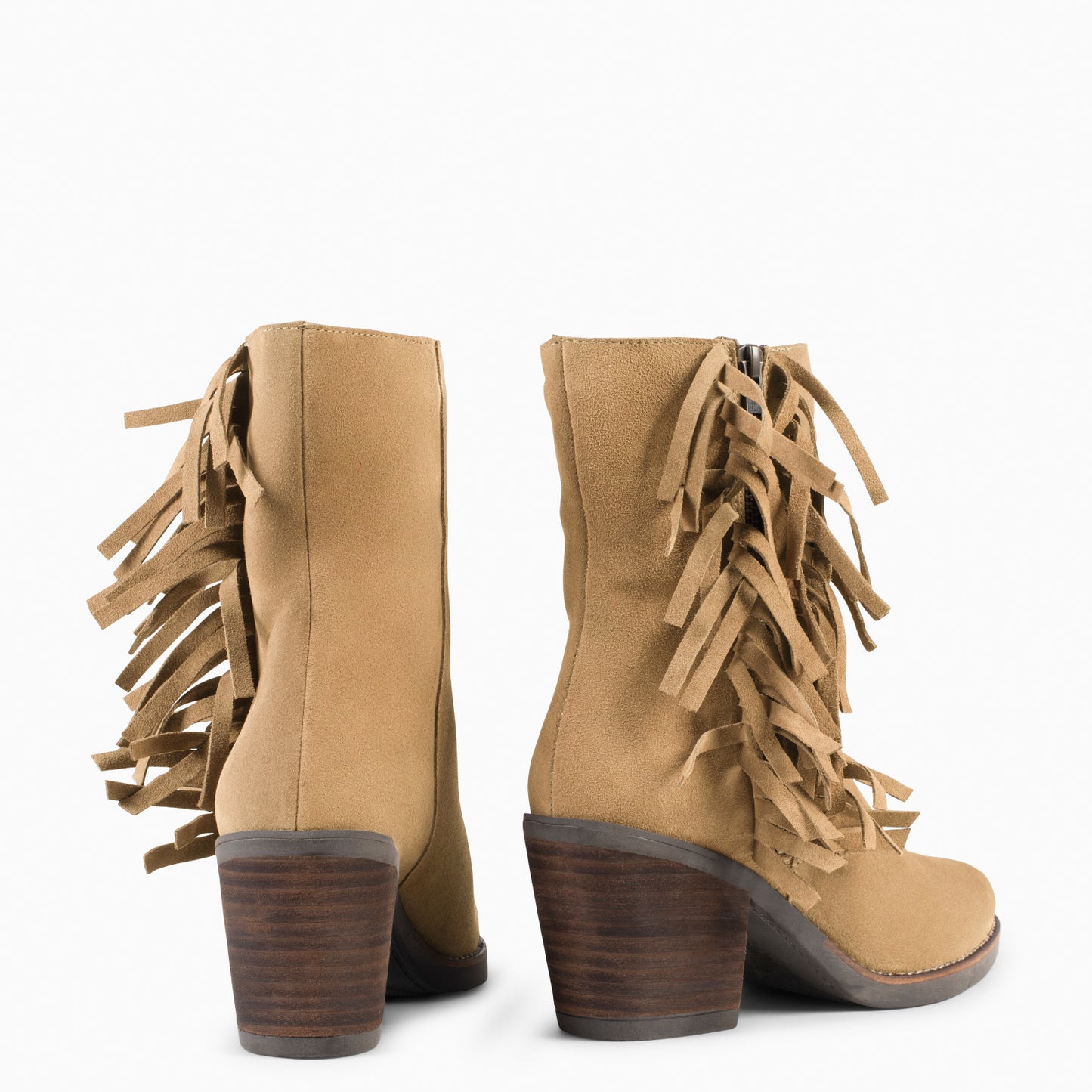 BOHO – Botines Estilo Cowboy con Flecos BEIGE