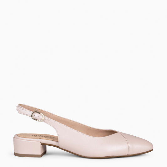 MARTINA - Zapatos Destalonados con puntera cruzada NUDE NACARADO
