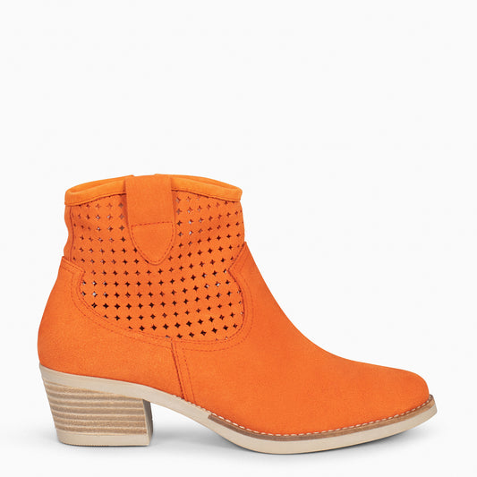 HOUSTON – Botines cowboy con tacón  NARANJA