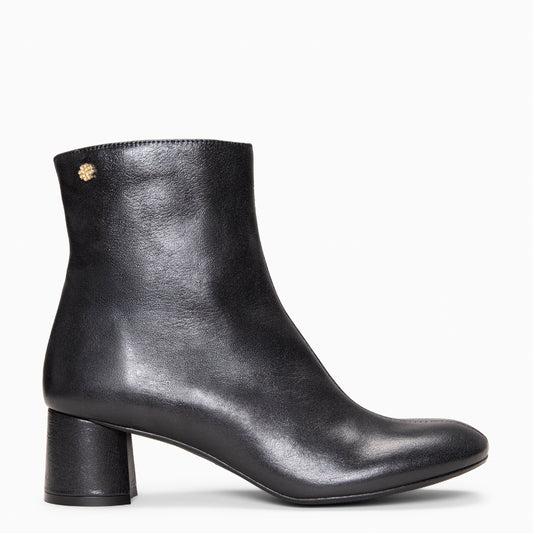 RUBI - Botines de tacón de piel NEGRO