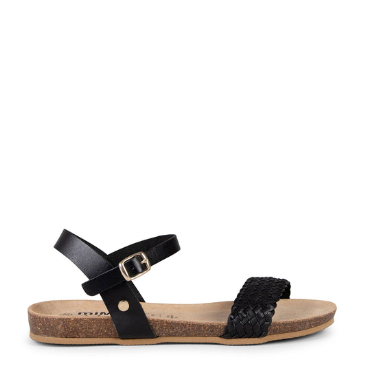 AIRE - Sandalias Planas BIO tira Trenzada NEGRO