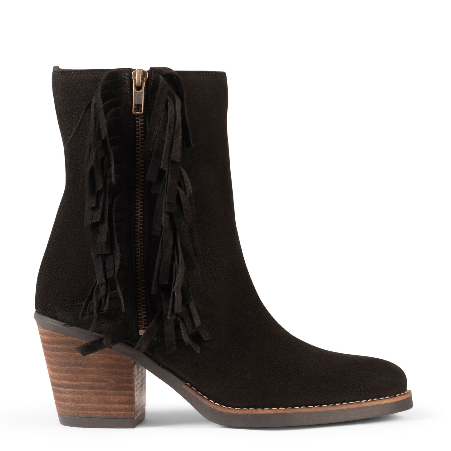 BOHO – Botines Estilo Cowboy con Flecos NEGRO