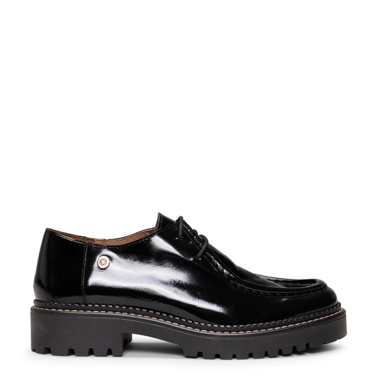 YALE – Mocasín con suela track con cordones NEGRO CHAROL