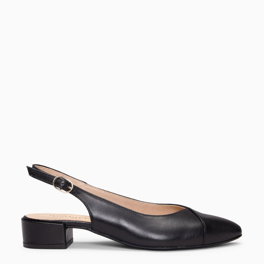 MARTINA - Zapatos Destalonados con puntera cruzada NEGRO