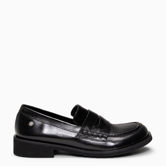 HARVARD - Mocasines planos de piel NEGRO
