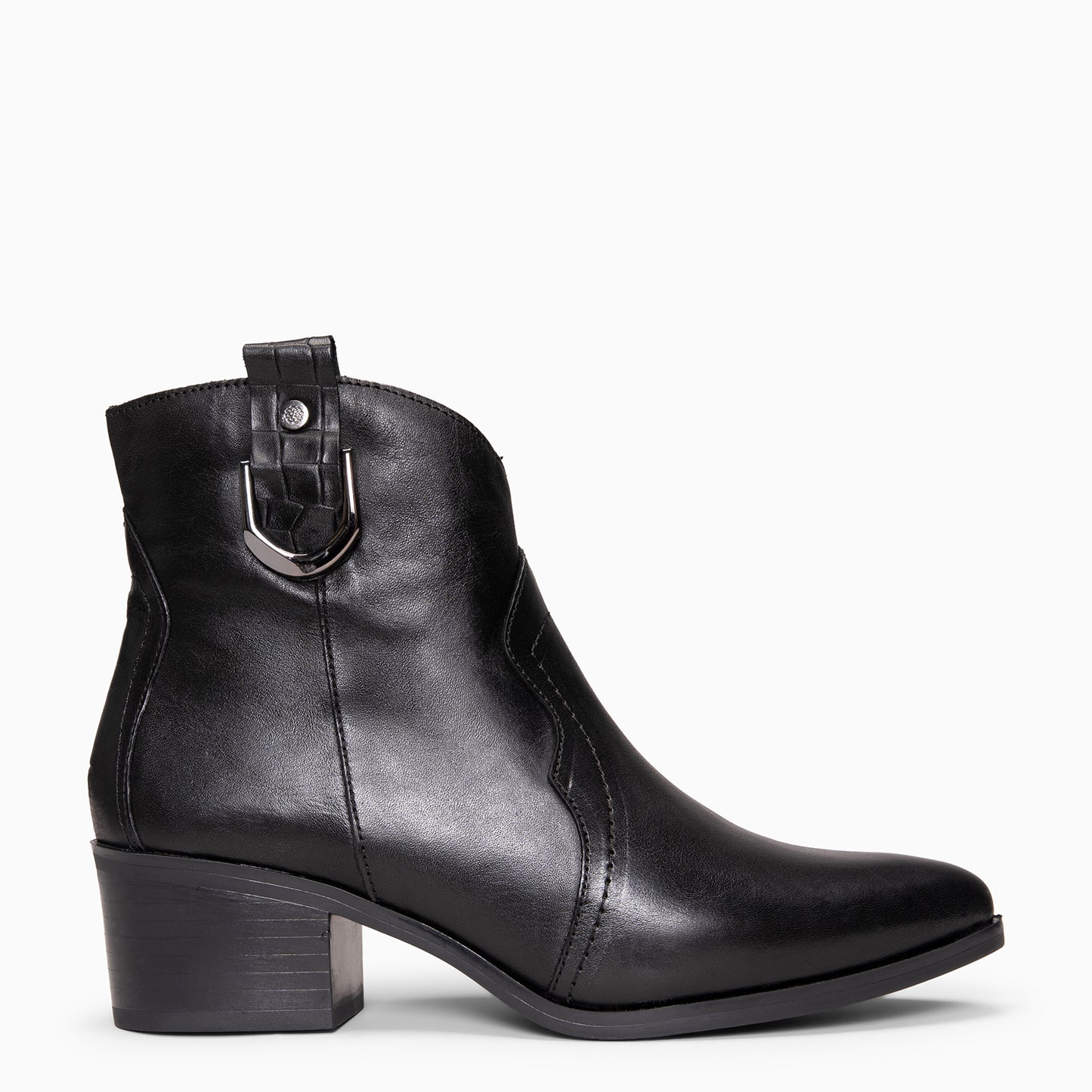 SANTANA - Botines Cowboy de piel NEGRO