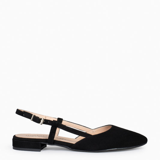 BRUNCH – Sapatos baixos pretos Slingback