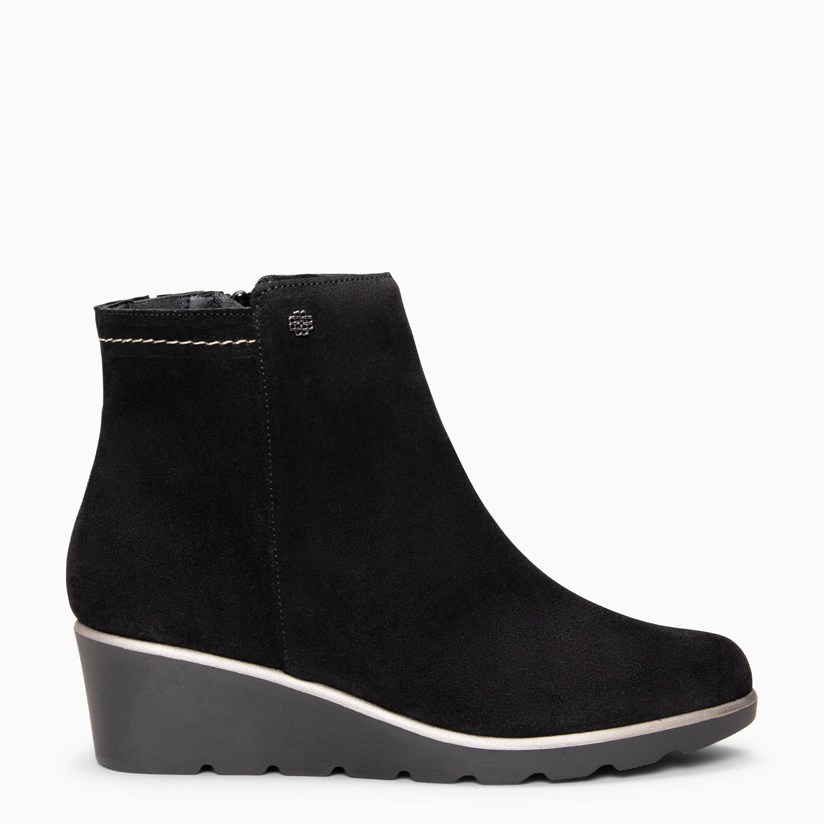 LULEA - Botines con cuña de piel hidrófugos NEGRO