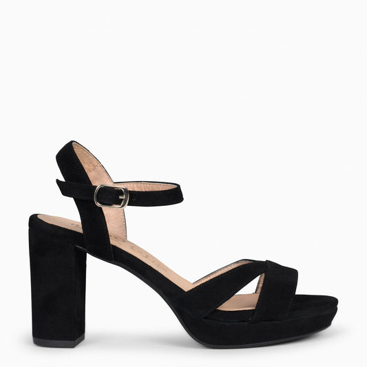 PARIS – Sandalias de fiesta con tacón alto y plataforma NEGRO