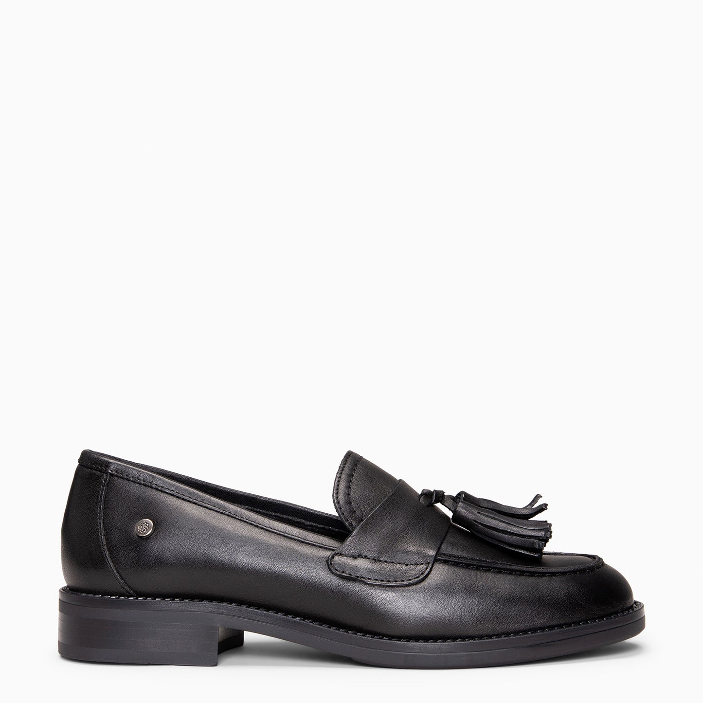 NARA - Mocasín de piel con borlas NEGRO
