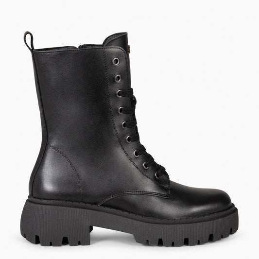 HALEN - Botas militares plataforma track NEGRO