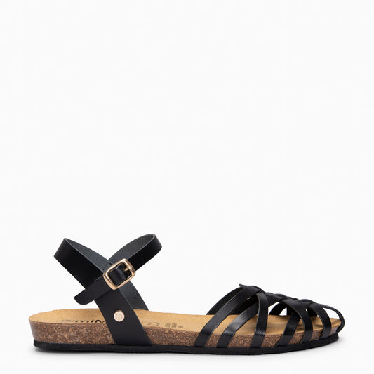 BEACH - Sandalias planas de tiras NEGRO